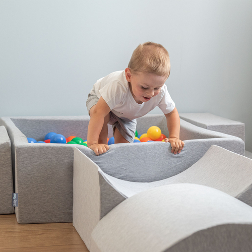 KiddyMoon Foam Set for Kids Obstacle Course for Children Montessori Toy for Babies Soft Construction Blocks Element, Tunnel/Hill, Certified Made in The EU, lightgrey:-, Multi-Size