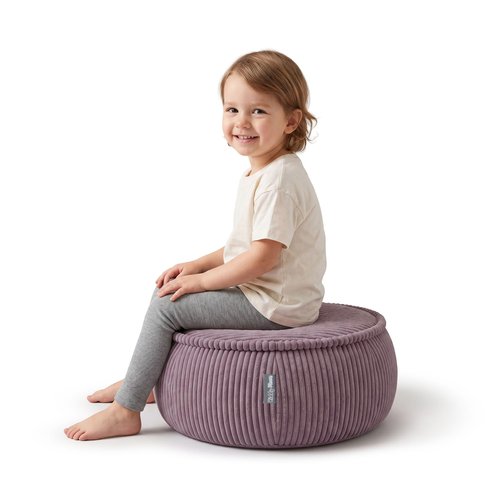 KiddyMoon Kids’ Foam Pouffe with Removable Cover, purple, M
