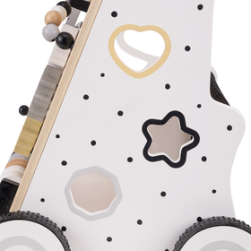 KiddyMoon Wooden Walker for Babies and Toddlers Push-Along WK-001, Black - White, Standard