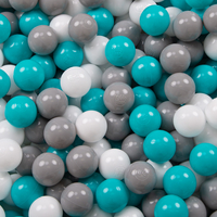 3in1 Play Tent with Tunnel Playground Ball Pit with Balls for Kids, Multicolour:grey/white/turquoise, 200 balls