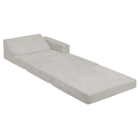 KiddyMoon Armchair Kids Foldable Children Multifunctional Foam Mattress Sofa Bed Folding Toddler Couch Chair for Playroom Bedroom Living Room, light grey, Armchair