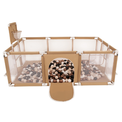Baby Playpen Big Size Playground with Plastic Balls for Kids, beige:pastel beige/copper/white/black, 400 balls