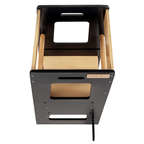 KiddyMoon Kitchen Helper For Kids Step Stool Learning Tower for Children Learning Chair Adjustable Height Level Montessori Furniture, Babies Kitchen Gadgets, ST-003, Black/Natural, 91,5x39,3x49,4