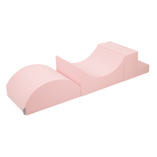 KiddyMoon Foam Playground for Kids Obstacle Course for Children Montessori Toy for Babies Soft Construction Blocks Element, Halfshaft/Ramp/Step, Certified Made in The EU, pink:-, Multi-Size