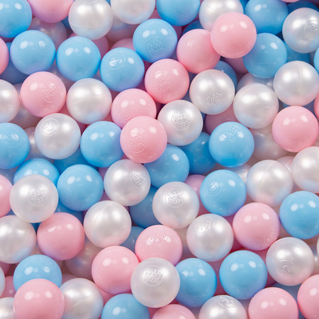 children colourfull foldable ballpit plastic balls, blue:babyblue/powderpink/pearl, 100 balls