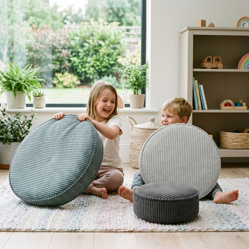 KiddyMoon 3-Piece Foam Elements for Kids Children's Room Accessory, ciemnoszary-jasnoszary-zielony