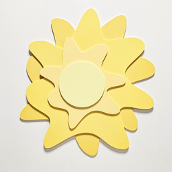 KiddyMoon wall decor kids room nursery wood mdf multiple shapes 3D, sun: yellow, UNI