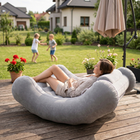 KiddyMoon Garden Chair Rocker Inflatable For Indoor & Outdoor Use with Pump, grey, L