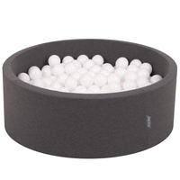 KiddyMoon Baby Foam Ball Pit with Balls ∅ 7cm / 2.75in Made in EU, dark grey:white, 90x30cm/200 balls