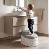 KiddyMoon Potty Training Chair for Toddlers with Step Stool and Lockable Lid, Grey, UNI