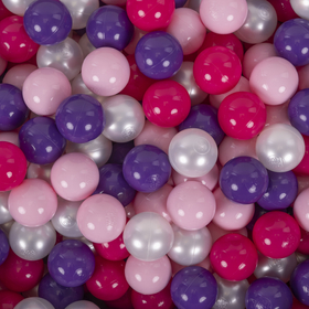 KiddyMoon Soft Plastic Play Balls ∅ 7cm/2.75in Multi-colour Made in EU, light pink/pearl/purple/dark pink, 200 Balls/7cm-2.75in