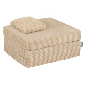 KiddyMoon Multifunctional Foam Mattress Foldable Bed Armchair Kids Children Sofa Folding Toddler Couch Chair for Playroom Bedroom Living Room, beige, Mattress with Pillow