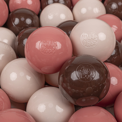 KiddyMoon Soft Plastic Play Balls ∅ 7cm/2.75in Multi-colour Made in EU, pastel beige/salmon pink/brown, 300 Balls/7cm-2.75in