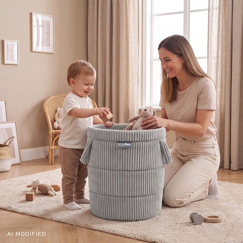 KiddyMoon KM-BIN Toys basket, Light Grey