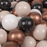 KiddyMoon Soft Plastic Play Balls ∅ 7cm/2.75in Multi-colour Made in EU, pastel beige/copper/white/black, 200 Balls/7cm-2.75in