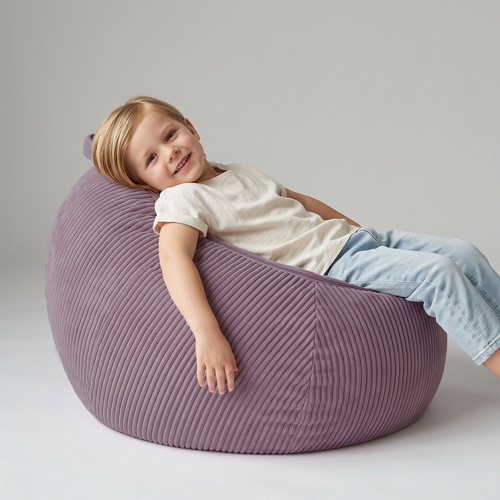 KiddyMoon Bean Bag for Children 2-in-1 Storage for Toys 80x80x50cm, fioletowy