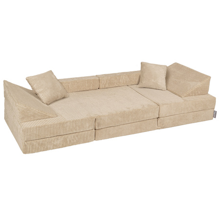 KiddyMoon Foam Sofa for Children Multifunctional Mattress Armchair Kids Foldable  Bed Folding Toddler Couch Chair for Playroom Bedroom Living Room, beige, Sofa with 2 Pillows
