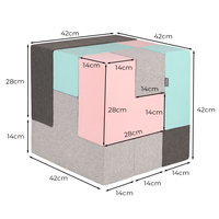 KiddyMoon Soft Foam Cubes Building Blocks 14cm for Children Multifunctional Foam Construction Montessori Toy for Babies, Certified Made in The EU, light grey-dark grey-pink-mint, 9 Pieces