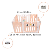 Playpen Box Foldable for Children with Plastic Colourful Balls, white-pink:white/grey/transparent, 6 + 2 Panels/200 Balls