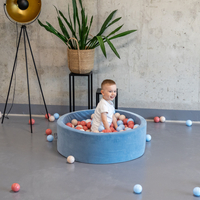 KiddyMoon Soft Plastic Play Balls ∅ 7cm/2.75in Multi-colour Made in EU, pastel beige/pastel blue/salmon pink, 100 Balls/7cm-2.75in