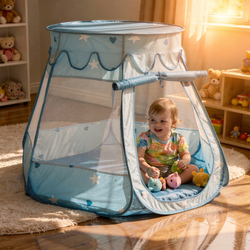 Play Tent For Kids Castle Baby Playhouse For Children With Colorful Balls Pop Up Perfect For Indoor And Outdoor Easy Set Up Includes Carry Bag, blue, 105x90