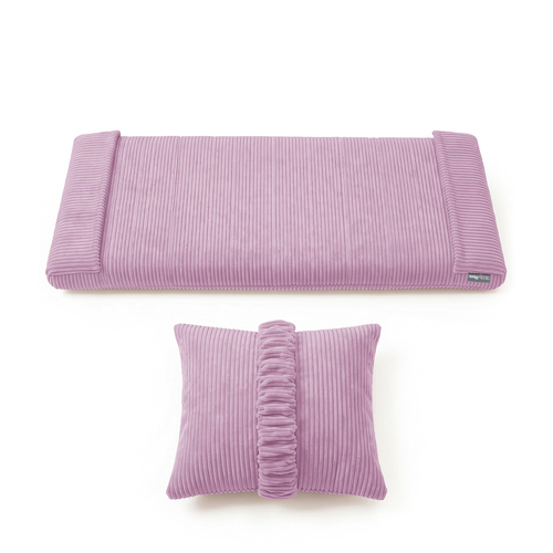 KiddyMoon Cushion Set For Balance Board Mattress and Pillow Ribbed Fabric Washable Cover, light purple, Mattress/Pillow
