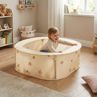 Ballpit Playpen For Kids, Babies And Toddlers Children Foldable Portable Indoor Outdoor, light beige, No Balls