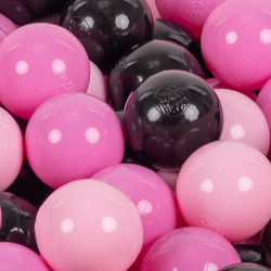 KiddyMoon Soft Plastic Play Balls ∅ 7cm/2.75in Multi-colour Made in EU, pink/light pink/black, 200 Balls/7cm-2.75in