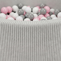 KiddyMoon Ball Pit for Baby and Toddler, Soft Play Ball Pit, 90 x 30 cm with 200 Balls, Soft Foam Ball Pool, Ribbed Washable Cover, Light Grey: White/Grey/Light Pink, 90 x 30 cm / 200 Balls