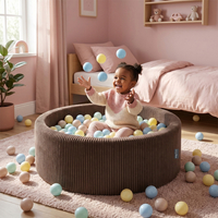 KiddyMoon Ball Pit for Baby and Toddler, Soft Play Ball Pool with ribbed Washable Cover, Brown: Pastel Beige/White/Pearl, 90 x 30 cm / 200 Balls