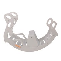 KiddyMoon Wooden Rocker for Kids Multifunctional Montessori Arch Wooden Toy Climbing Play Arch for Children, Seesaw Made of Wood for Babies WR-001, Grey, 90.6x39x69 cm