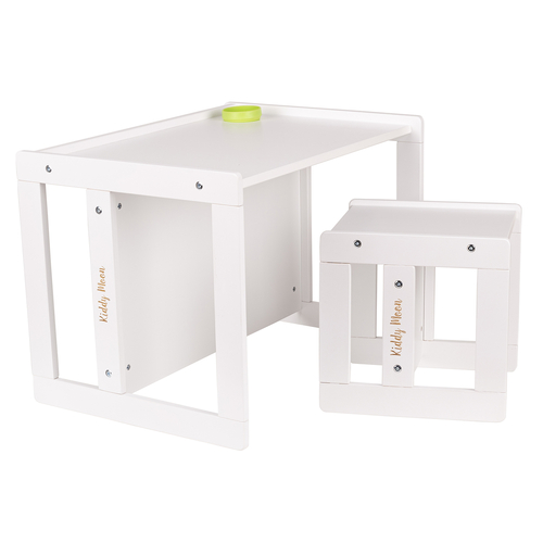 KiddyMoon Wooden Table with Chair for Kids TC-002, white