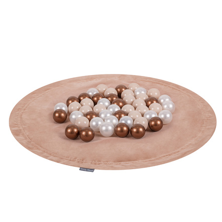 KiddyMoon velvet play mat and bag 2in1 for kids, desert pink:pastel beige/copper/pearl, XL/50 balls