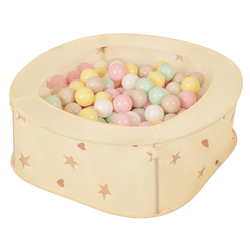 Ballpit Playpen For Kids, Babies And Toddlers Children Foldable Portable Indoor Outdoor, Light Beige: Pastel Beige-Pastel Yellow-White-Mint-Powder Pink, 100 Balls