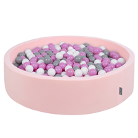 KiddyMoon Soft Ball Pit Round ∅ 7Cm / 2.75In For Kids, Foam Ball Pool Baby Playballs Children, Made In The EU, pink:grey-white-pink, 120x30cm/600 balls
