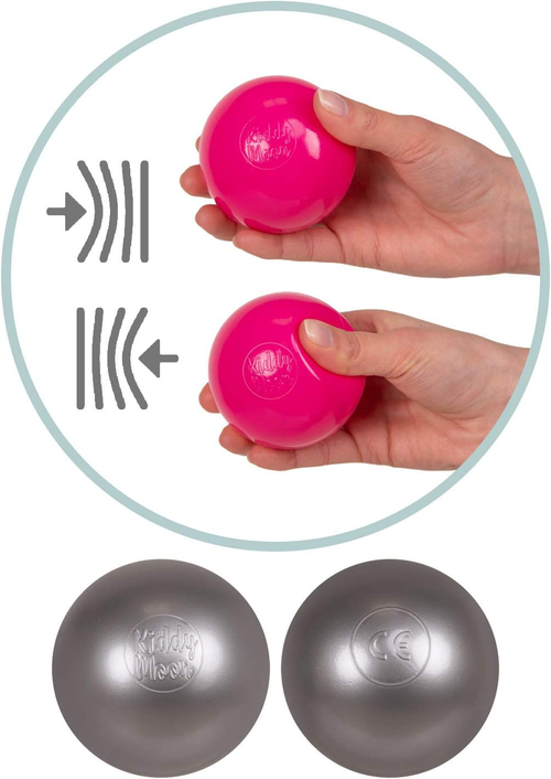 KiddyMoon Soft Plastic Play Balls ∅ 7cm/2.75in Multi-colour Made in EU, pastel beige/white/pearl, 50 Balls/7cm-2.75in
