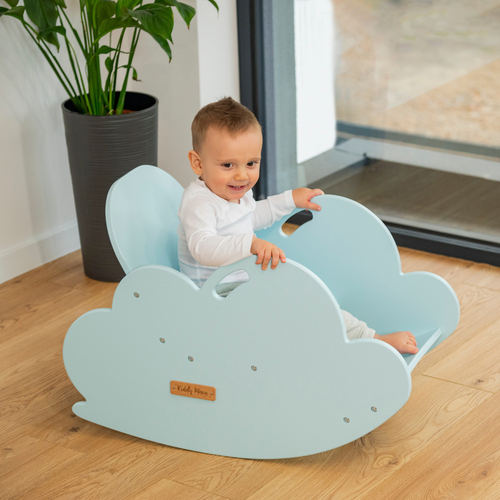 KiddyMoon Wooden Rocker Arch for Kids Rocking Chair Animal Montessori Seesaw for Children Activity Toy for Babies Climbing Play Arch, Cloud Model AR-002, , Cloud