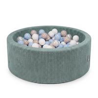 KiddyMoon Ball Pit for Baby and Toddler, Soft Play Ball Pool with ribbed Washable Cover, Green: Pastel Beige/Pastel Blue/White/Pearl, 90 x 30 cm / 200 Balls