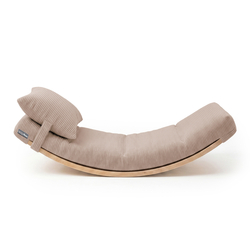 KiddyMoon Balance Board for Kids with Mattress and Pillow Wooden Sensory Wobble Board, natural/dark beige, Balance Board/Mattress/Pillow
