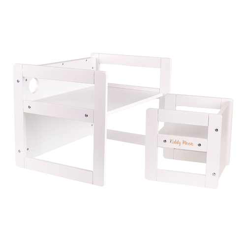 KiddyMoon Wooden Table with Chair for Kids TC-002, white