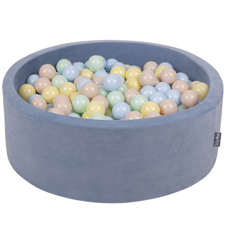 KiddyMoon Soft Ball Pit Round 7cm /  2.75In for Kids, Foam Velvet Ball Pool Baby Playballs, Made In The EU, Ice Blue: Pastel Beige/ Pastel Blue/ Pastel Yellow/ Mint