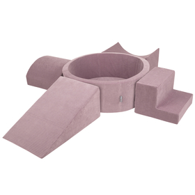 KiddyMoon Foam Playground For Kids Soft Textured Safe Blocks Baby, purple: pastel blue/pastel yellow/white/mint/powder pink, Ballpit (300 Balls) + Version 5