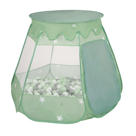 Play Tent For Kids Castle Baby Playhouse For Children With Colorful Balls Pop Up Perfect For Indoor And Outdoor Easy Set Up Includes Carry Bag, mint:pearl/grey/transparnet/babyblue/mint, 105x90cm/100 balls
