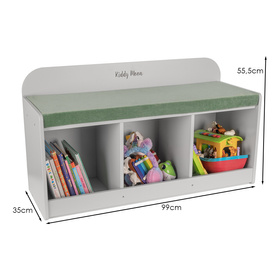 KiddyMoon Storage Bench for Kids Children Multifunctional Toy Furniture Sitting Playroom, grey/light grey, UNI