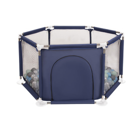 hexagon 6 side play pen with plastic balls, Blue:pearl/grey/transparent/babyblue/mint, 400 balls