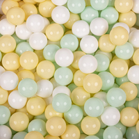 KiddyMoon Soft Plastic Play Balls ∅ 7cm/2.75in Multi-colour Made in EU, pastel yellow/white/mint, 300 Balls/7cm-2.75in