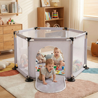 hexagon 6 side play pen with plastic balls, , x