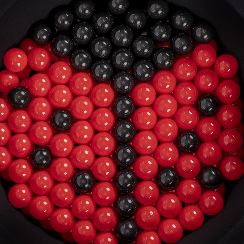 KiddyMoon Soft Plastic Play Balls ∅ 7cm/2.75in Multi-colour Made in EU, black/red, 700 Balls/7cm-2.75in