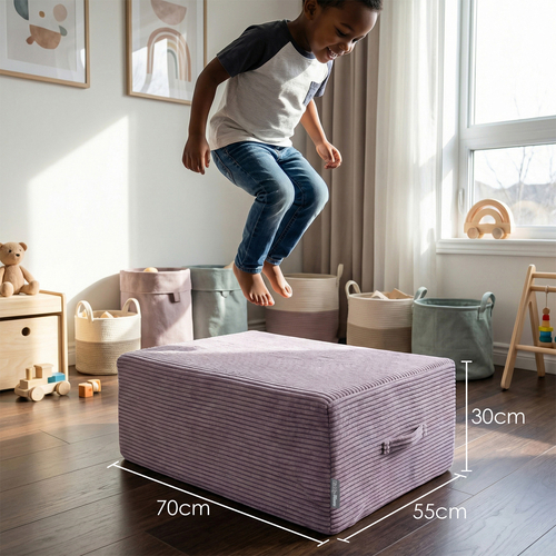 KiddyMoon Kids Indoor Trampoline 2 in 1, Removable Washable Zip Ribbed Cover, Mini Trampoline for Home, Purple, Trampoline