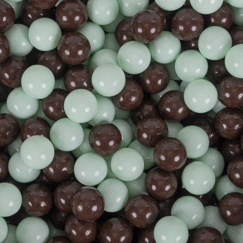 KiddyMoon Soft Plastic Play Balls ∅ 7cm/2.75in Multi-colour Made in EU, mint/brown, 700 Balls/7cm-2.75in